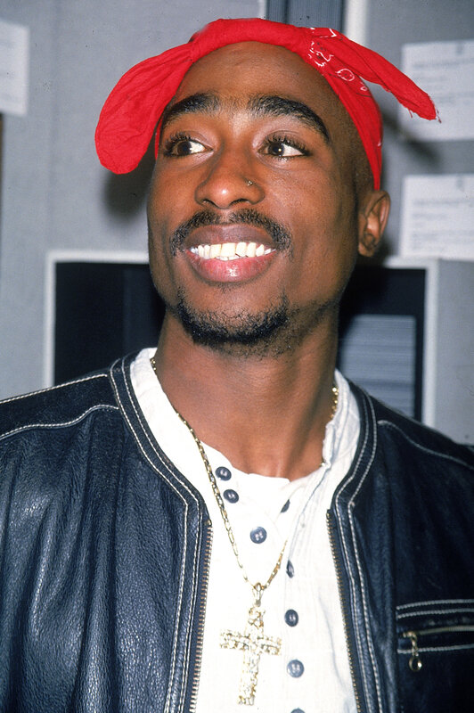 Tupac Shakur wearing red bandana