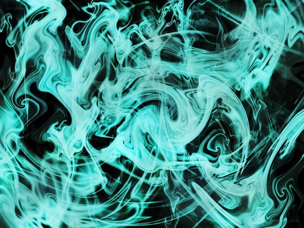 turbulent teal smoke swirls