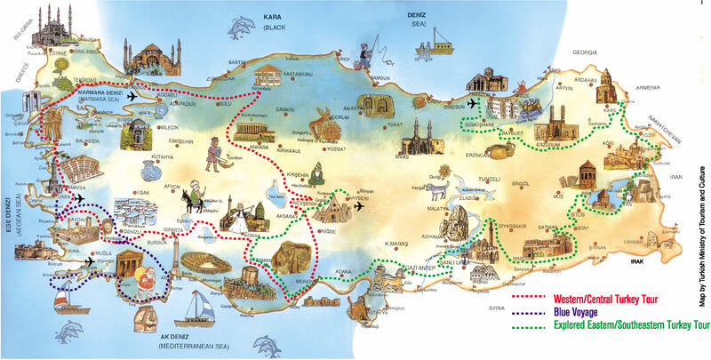 Turkey tourism map