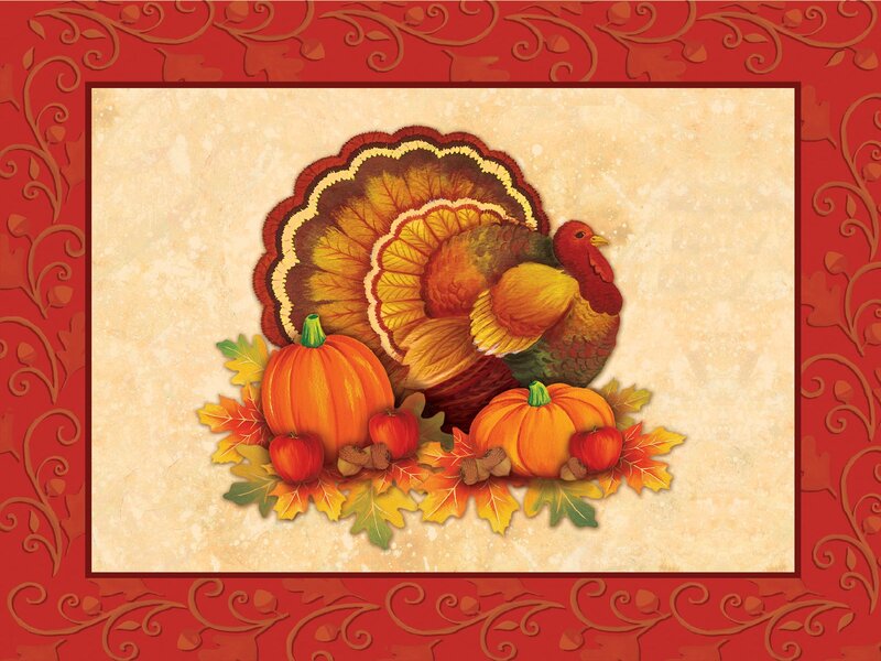 Turkey with Pumpkins — Red