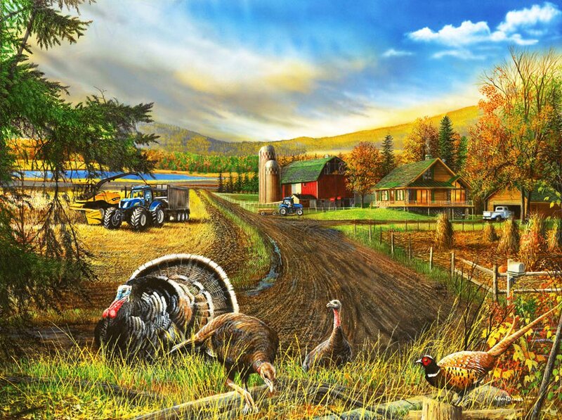 Turkeys on a Farm — Blue, Serene