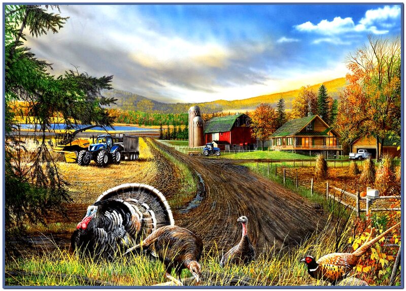 Turkeys on a Farm — Blue