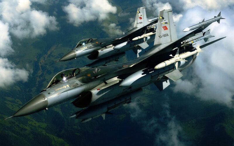 Turkish F-16 Fighter Jets — Gray, Dramatic, Afternoon