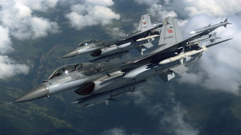 Turkish F-16 Fighter Jets — Gray, Dramatic
