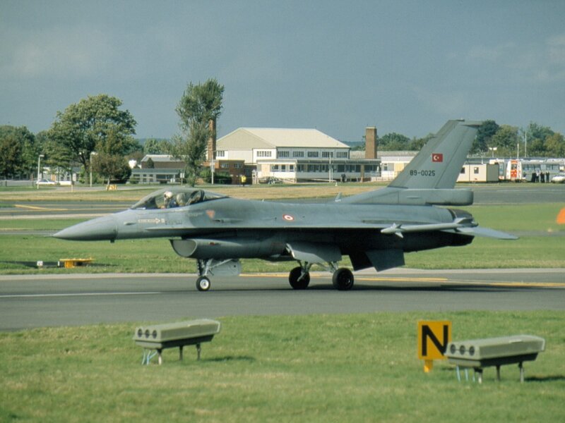 Turkish F-16 on a runway