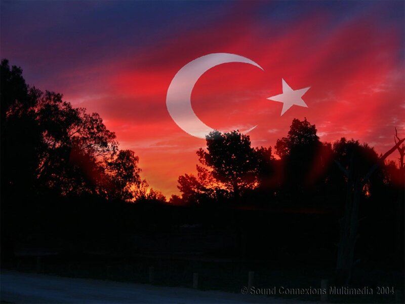 Turkish flag at sunset