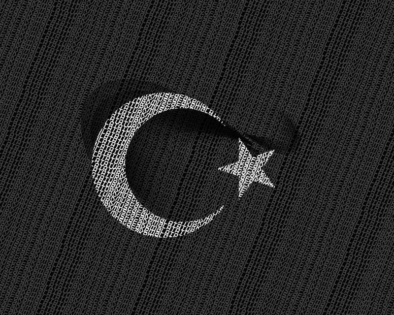 Turkish flag in digital text