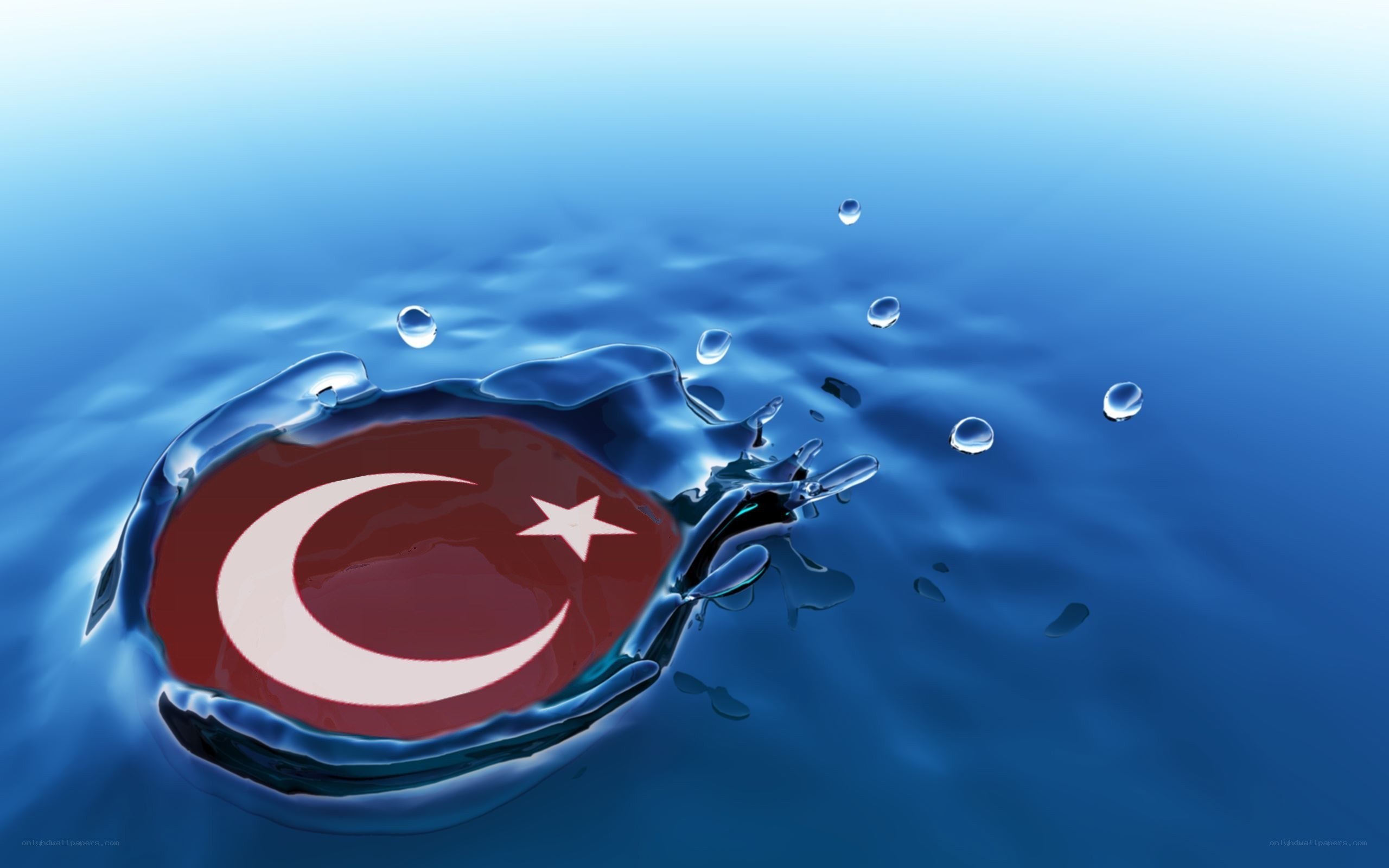 Turkish flag in water splash