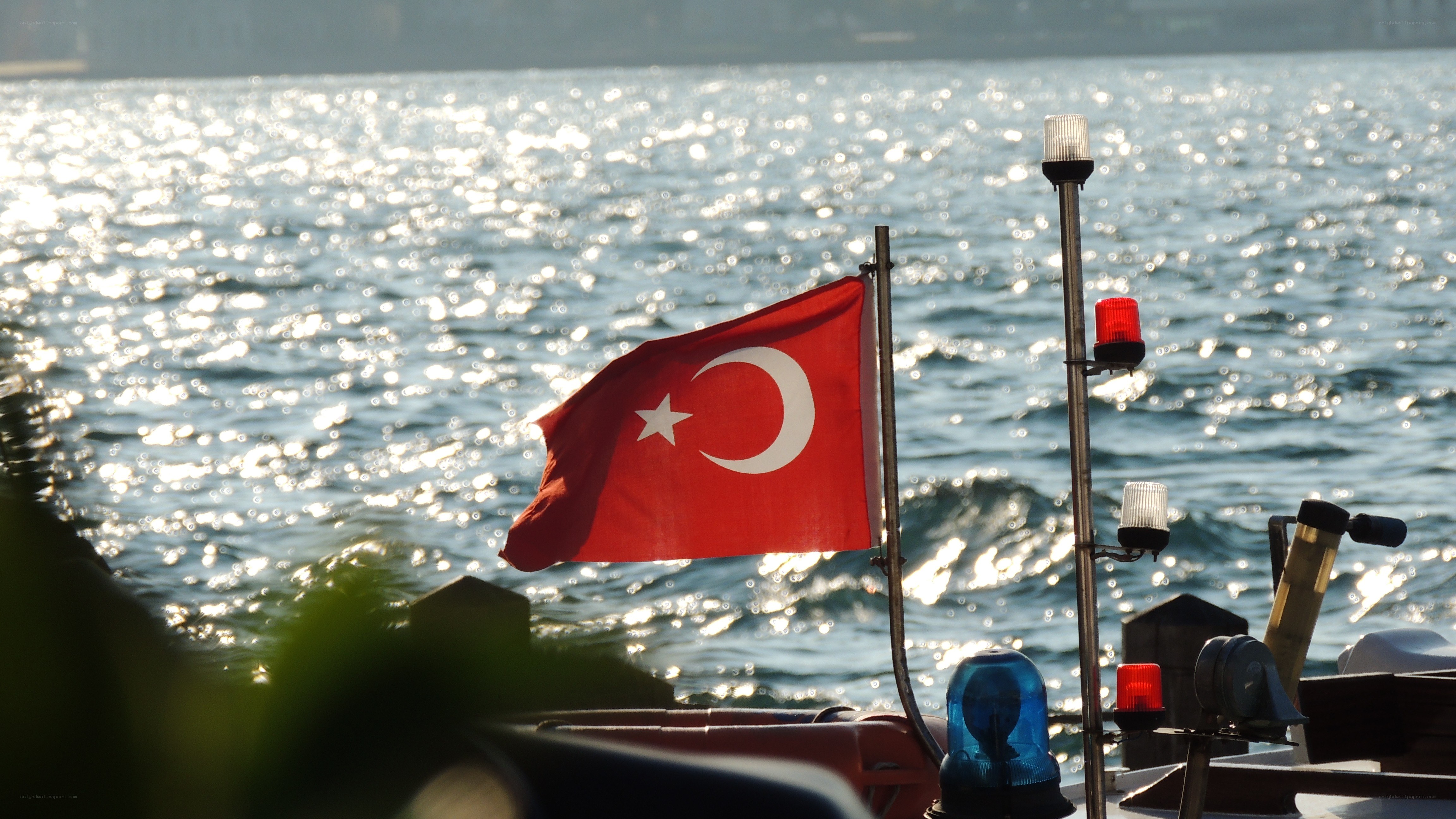 Turkish flag on a boat