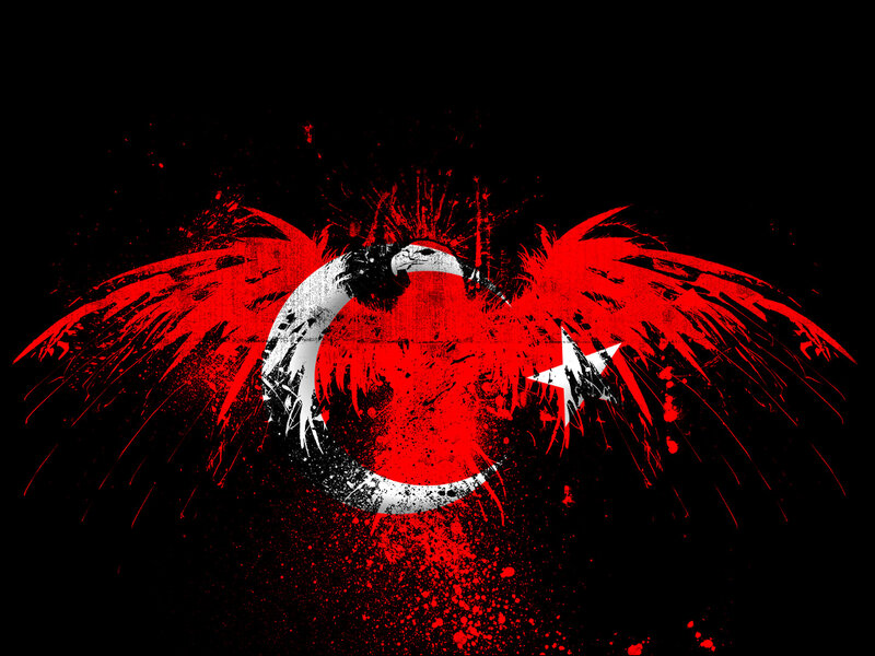 Turkish flag with eagle