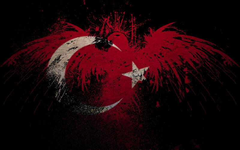 Turkish flag with eagle
