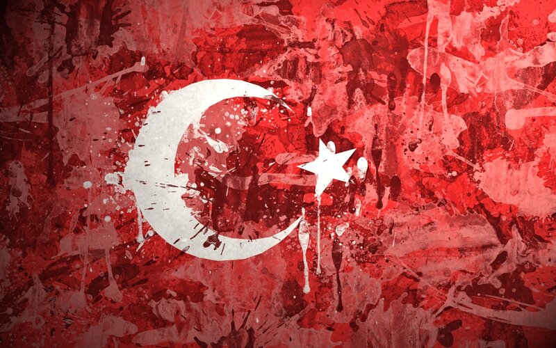 Turkish Flag with Splatter — Red