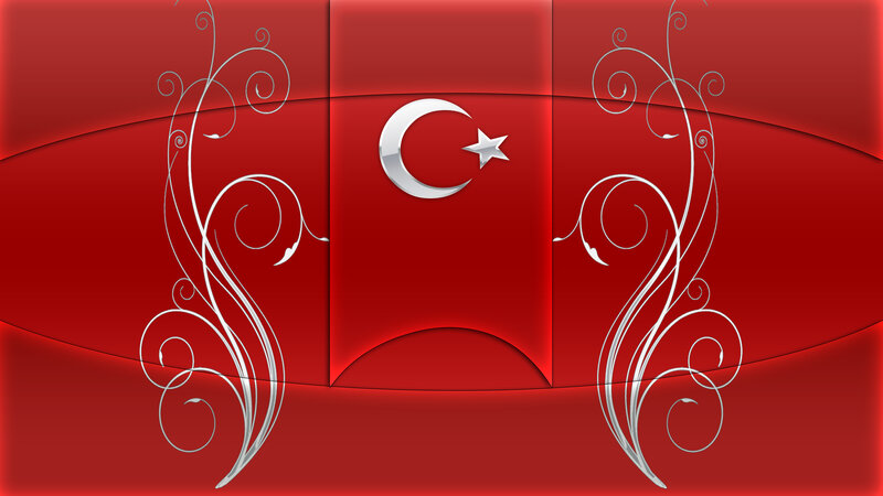 Turkish Flag with Swirls