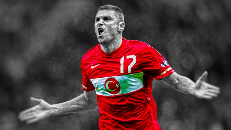 Turkish football player celebrating
