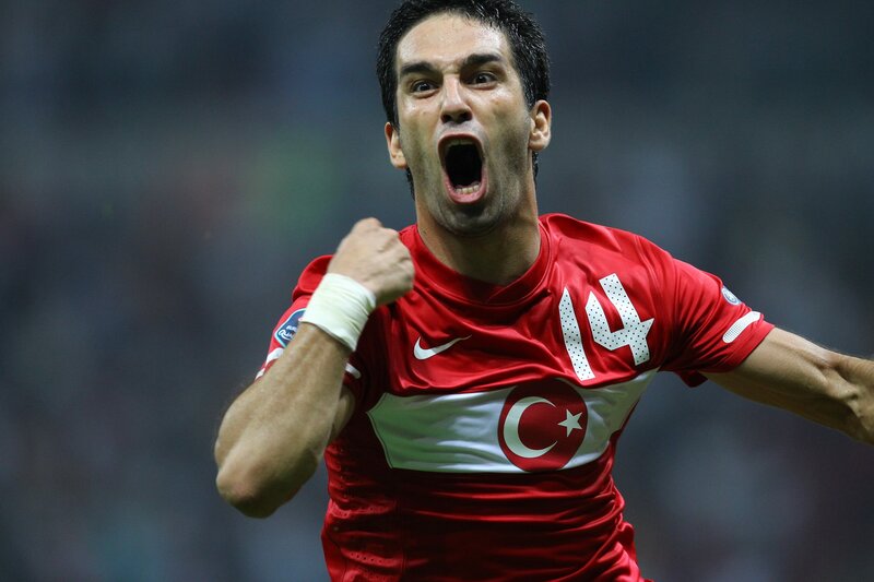 Turkish football player celebrating
