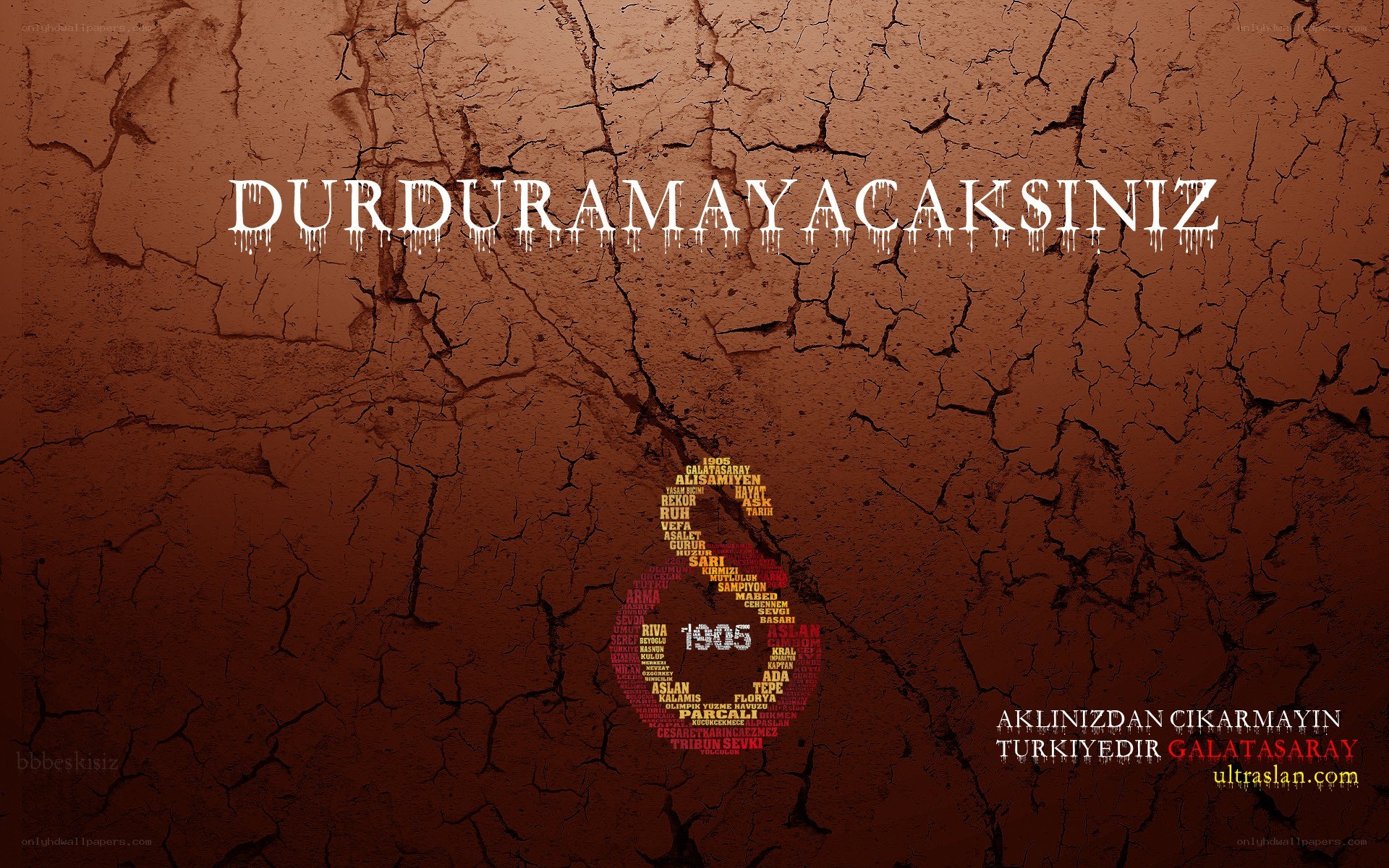 Turkish text art with cracked earth