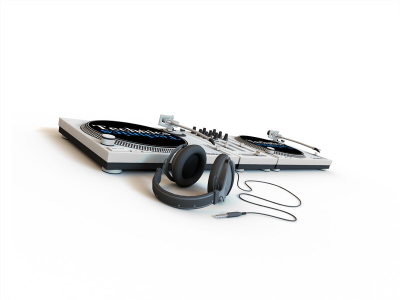 Turntable and Headphones — White