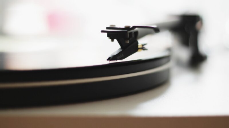 Turntable Needle on Vinyl — Black, Calm, Photograph