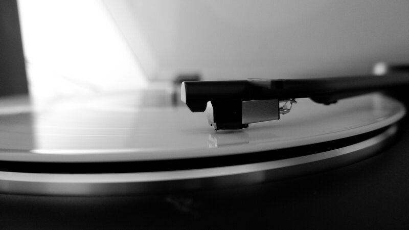 Turntable Needle on Vinyl — Black, Minimalist