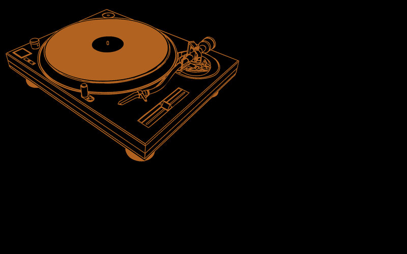 Turntable on Black Background