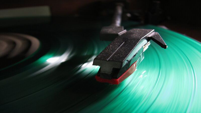 turntable playing green vinyl
