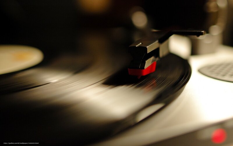 Turntable Playing Record — Black, Focused