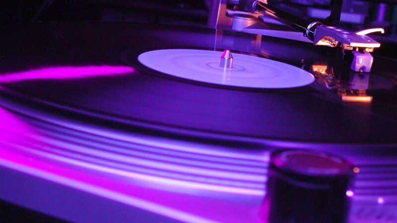 Turntable Playing Record — Purple, Dark, Night, Photograph