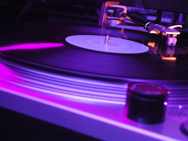 Turntable Playing Record — Purple