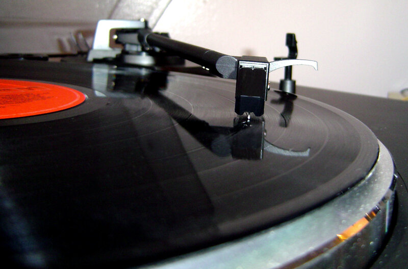Turntable Playing Vinyl — Black, Calm, Photograph, Vinyl Record, Tonearm, Record Label