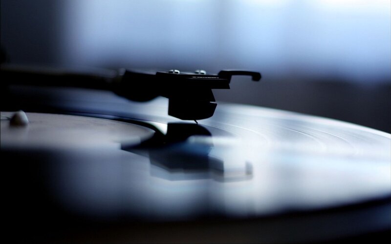 Turntable Playing Vinyl — Black, Calm, Photograph, Vinyl Record, Tonearm, White