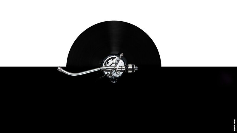 Turntable Playing Vinyl — Black, Minimalist