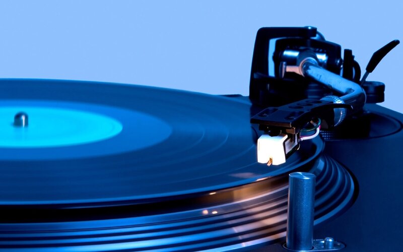 Turntable Playing Vinyl — Blue, Calm