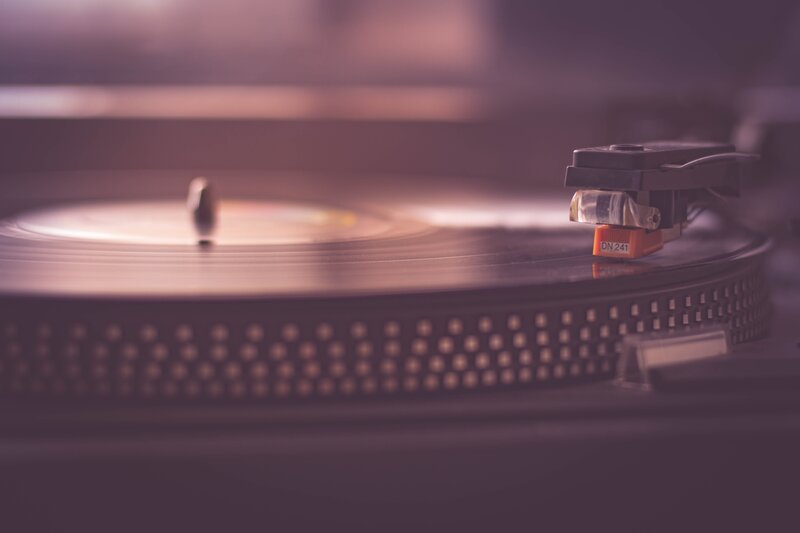 Turntable Playing Vinyl — Purple, Calm