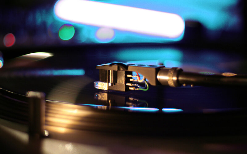 Turntable playing vinyl record