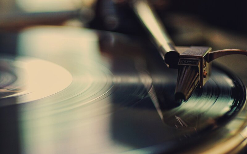 Turntable Playing Vinyl Record — Black