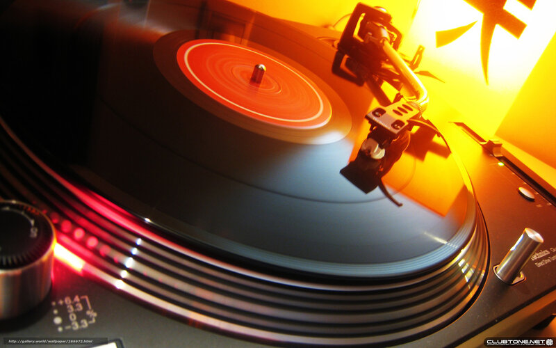 Turntable Playing Vinyl — Yellow, Dramatic, Photograph