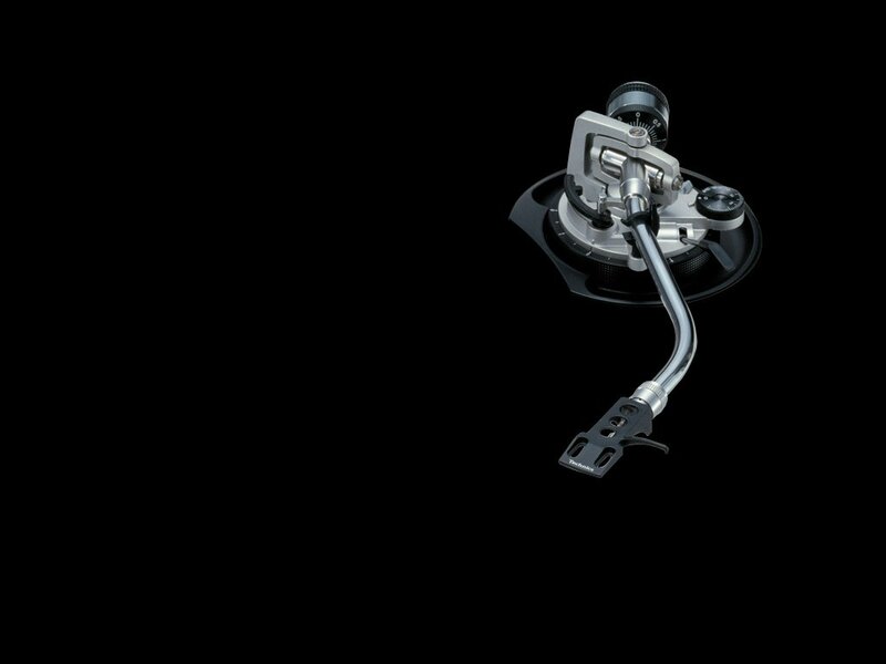 turntable tonearm on black