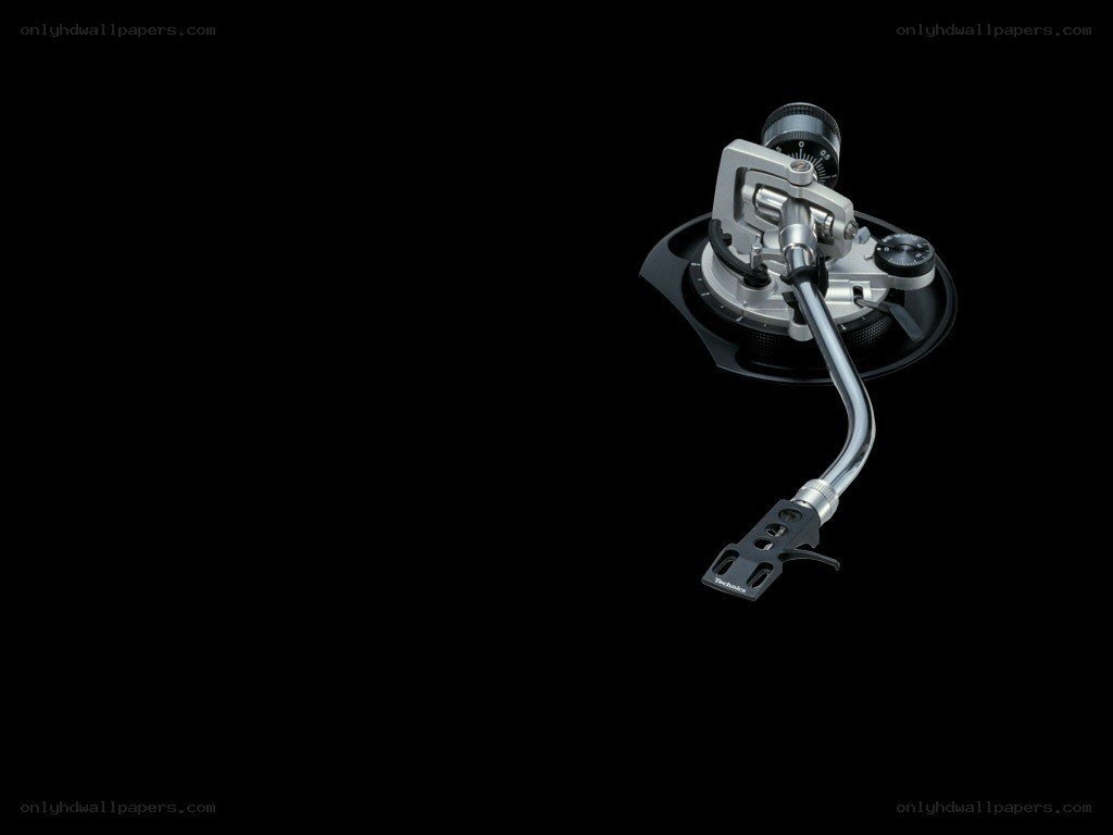 turntable tonearm on black