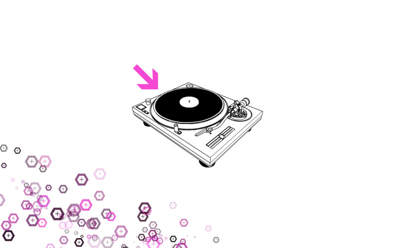 turntable with music particles