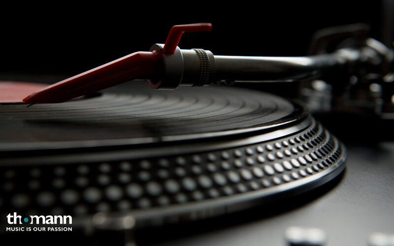 turntable with red stylus