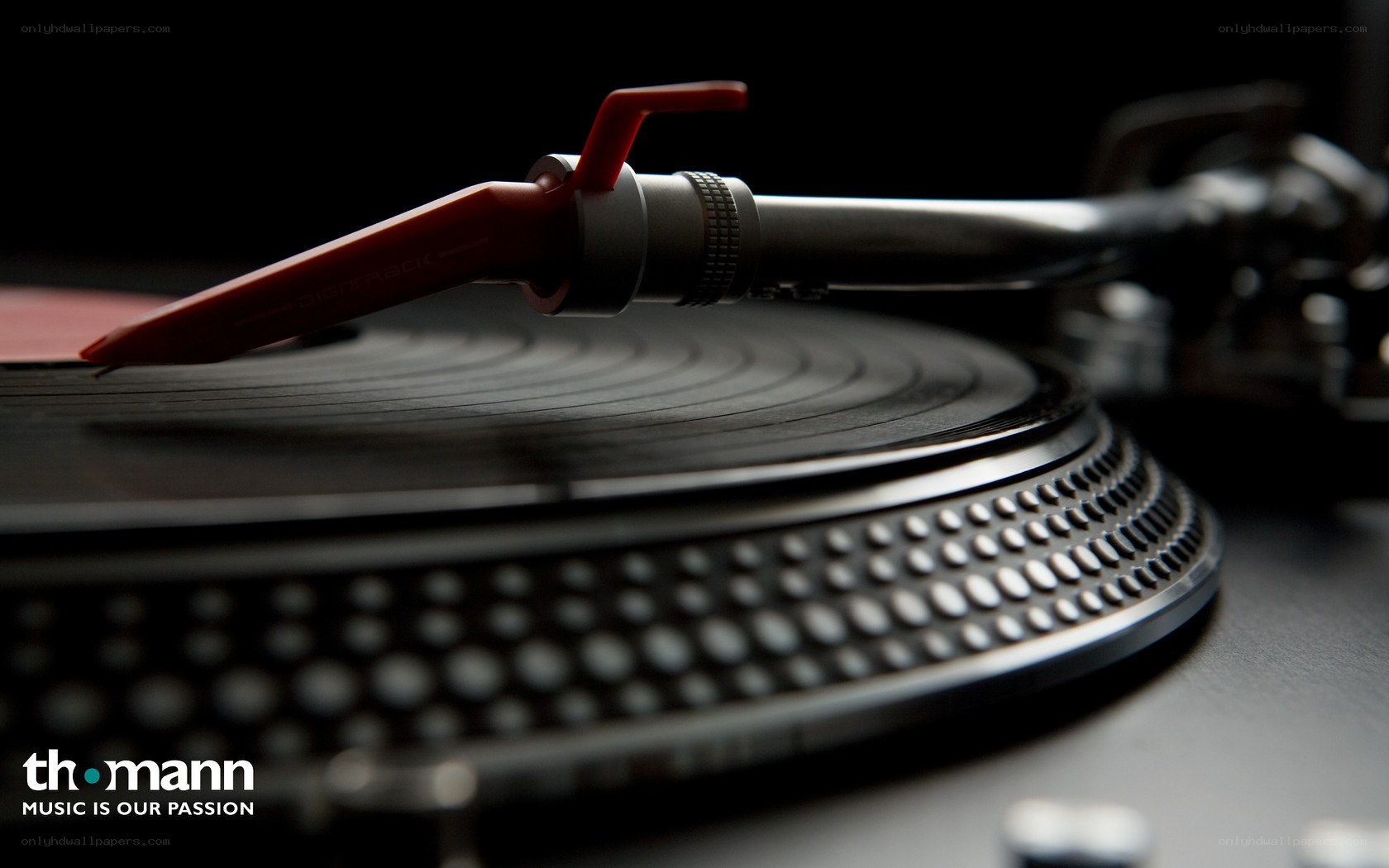 turntable with red stylus