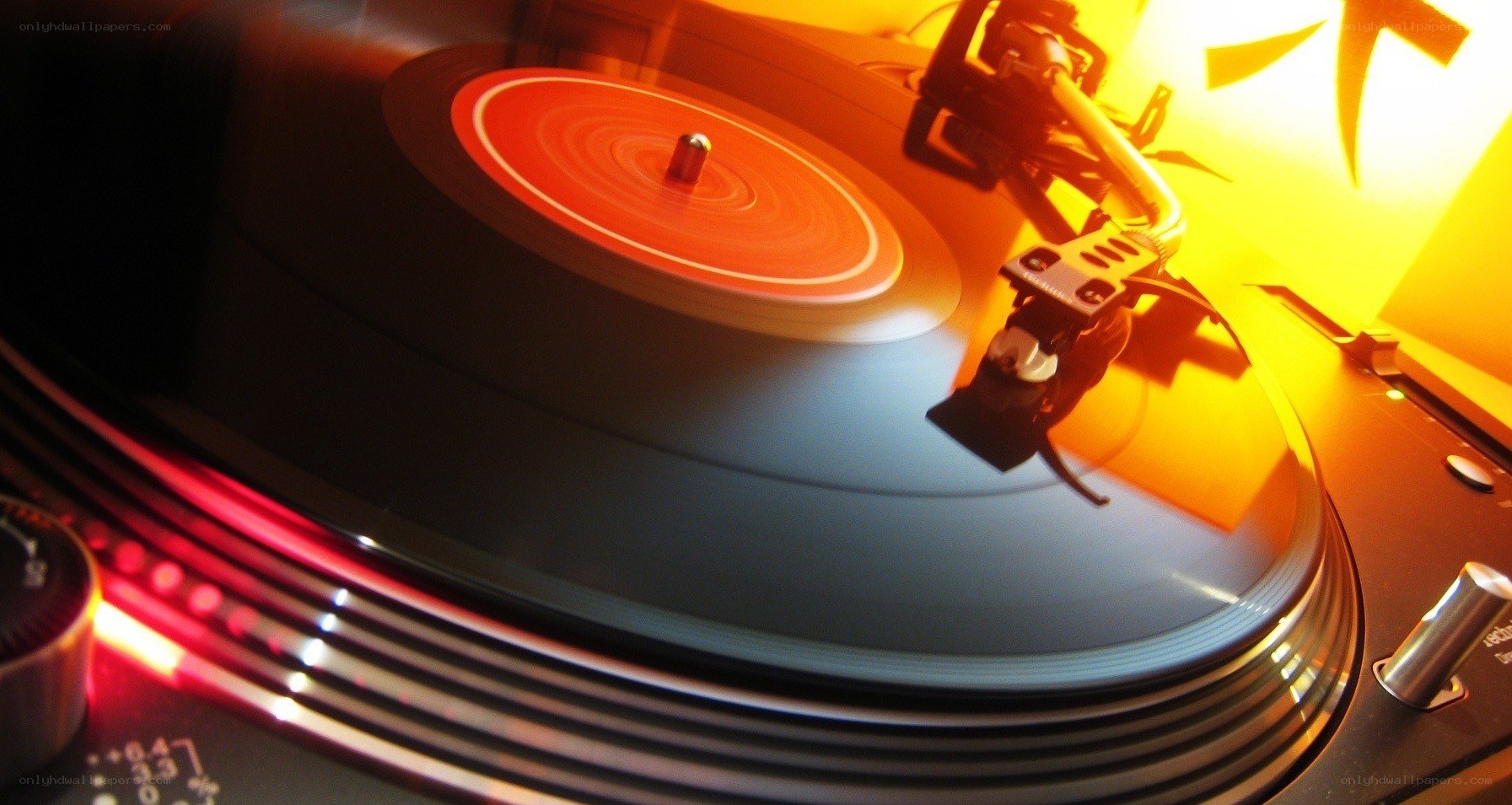 turntable with spinning vinyl record