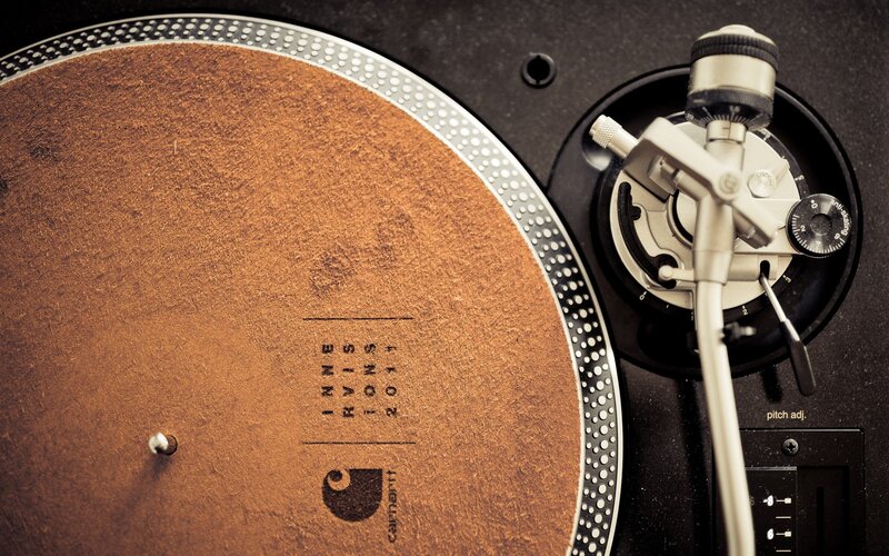 Turntable with Vinyl Record — Brown, Calm, Photograph