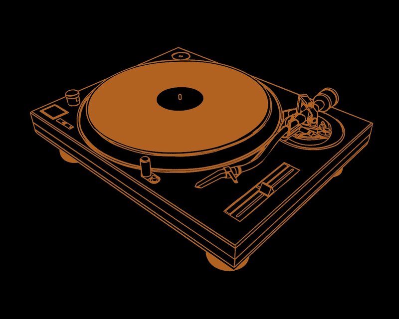 Turntable with Vinyl Record — Brown, Neutral