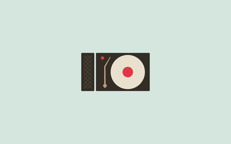 Turntable with Vinyl Record — Light Blue