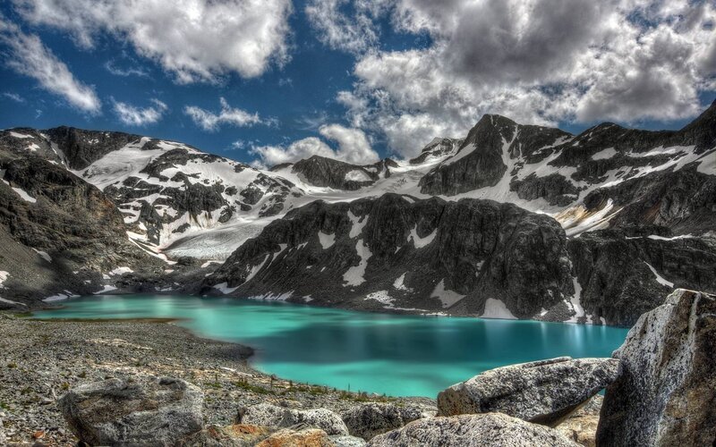 Turquoise Alpine Lake — Blue, Dramatic, Afternoon