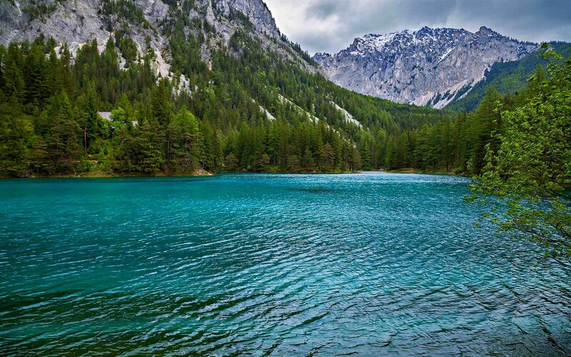 Turquoise Alpine Lake — Blue, Serene, Photograph