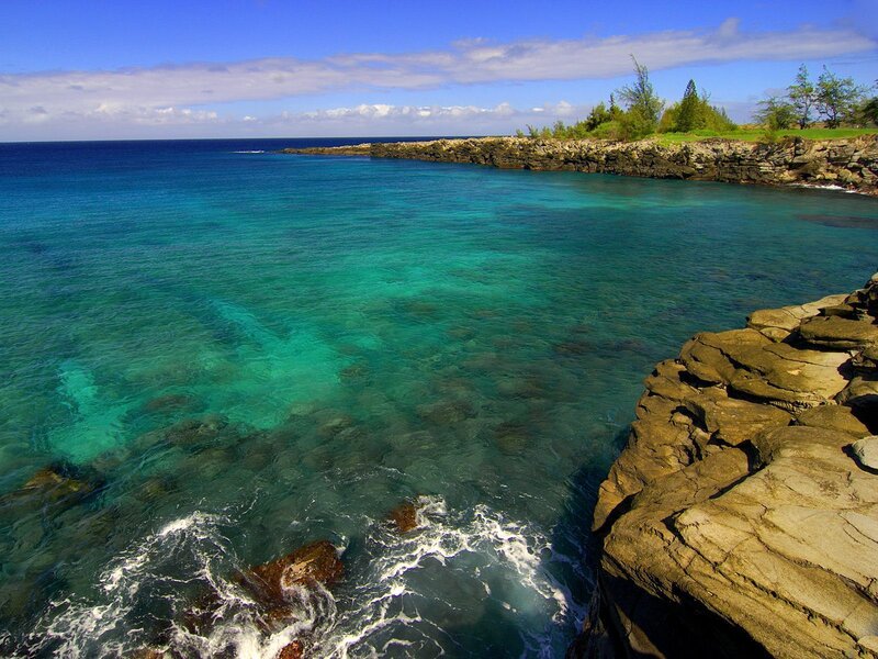 turquoise cove with rocky shore