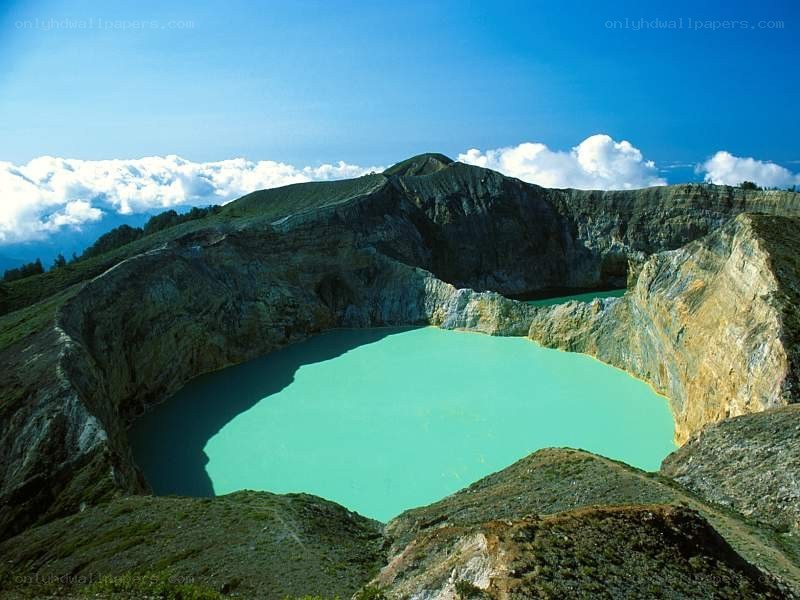 Turquoise crater lake