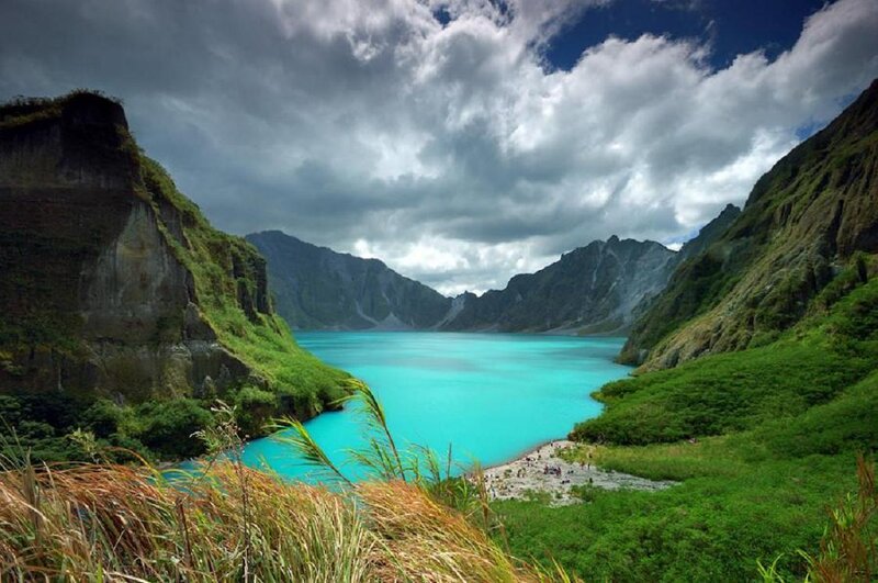 Turquoise Crater Lake — Blue, Dramatic